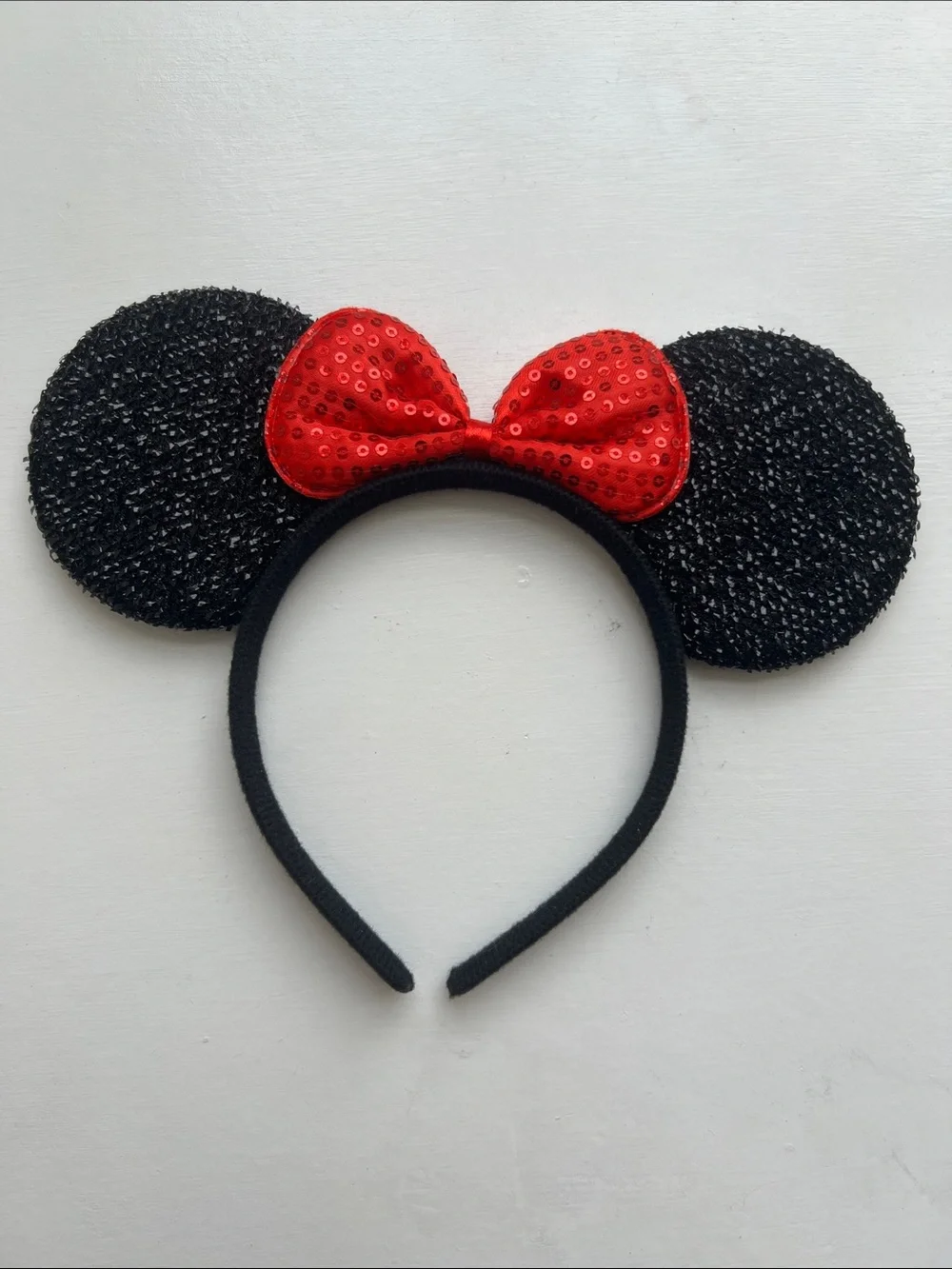 Black Mouse Ear Headband with Red Bow - Kids Costume Accessory